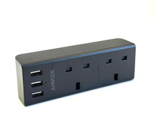Anvode Plug extension 2 Way plug socets with 3 USB Port