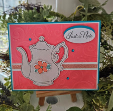 STAMPIN UP CARD KIT -TEAPOT JUST A NOTE KIT MAKES 4 - 26.10