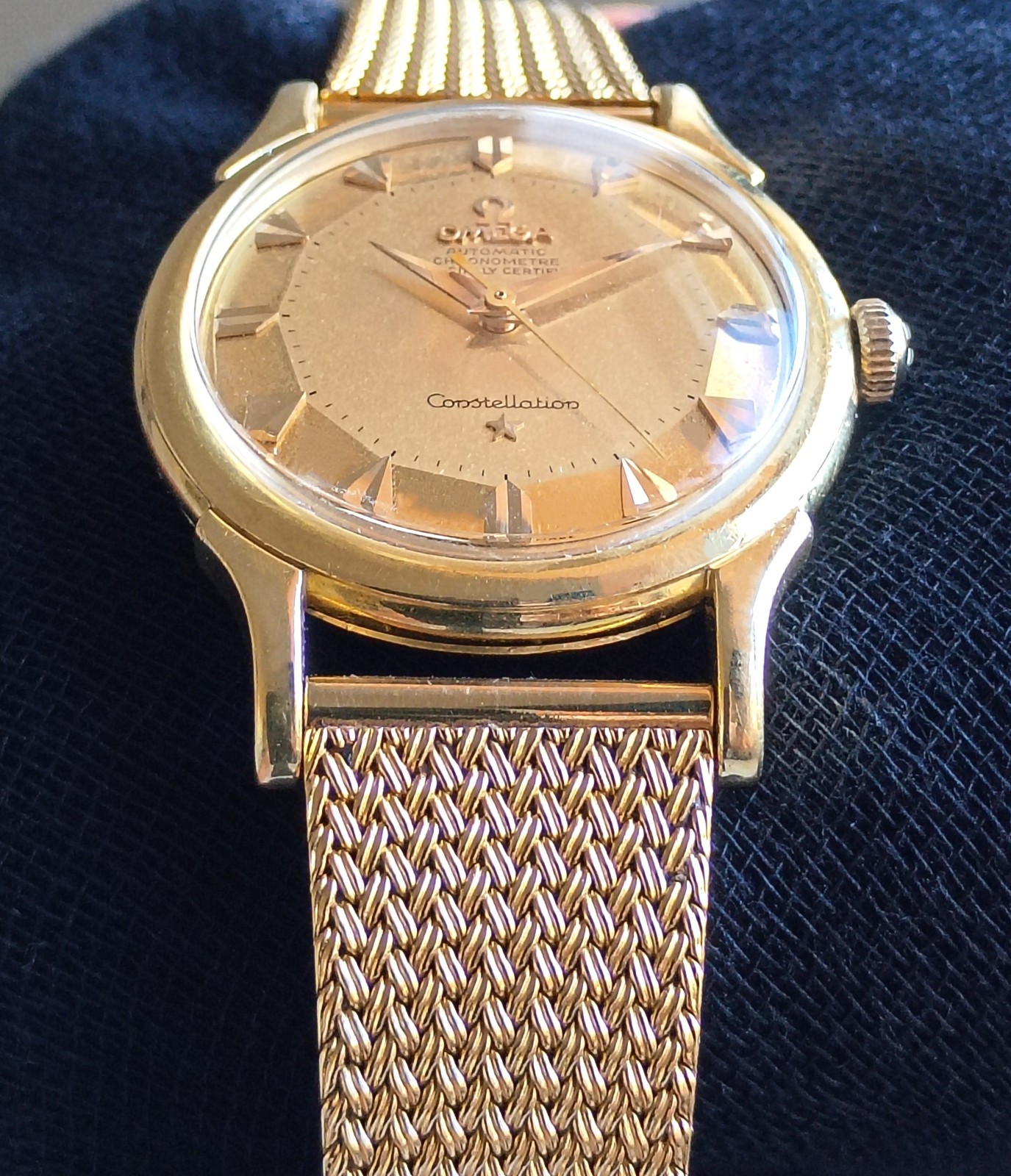 DELUXE 18k Solid Gold OMEGA Constellation Bracelet Automatic Vintage Mens Watch image 5