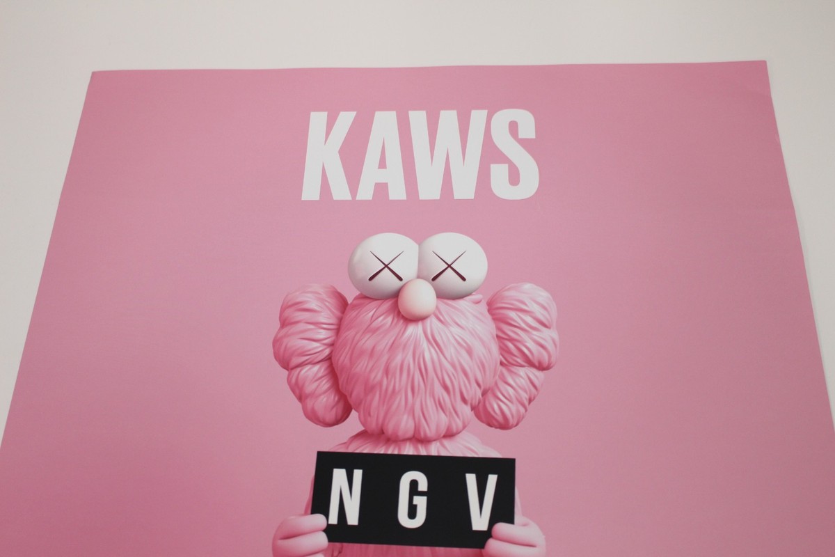 KAWS NGV Pink BFF Exhibition Poster - New with Defects | eBay