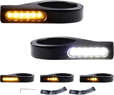 Switchback Sequential Front Fork LED Turn Signals with Relocation Kit, Motorcycl