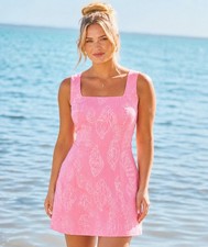 LILLY PULITZER SIZE 4 KALINARA STRETCH ROMPER COOL AS SHELL ROUSSEAU PINK NEW