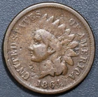 1864 1C INDIAN HEAD BRONZE CENT w/L on Ribbon KM# 90a Grade:  VG  A7188