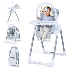 Foldable Baby High Chair for Babies & Toddlers w/Adjustable Height Relining Seat