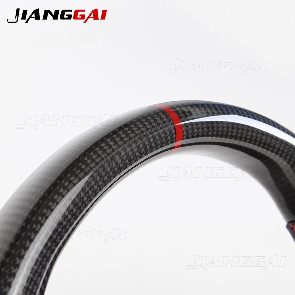 Real Carbon Fiber Steering Wheel For Audi B8 S3 S4 SQ5 RS4 RS5 A3 A4 A5 Red Line - Image 4 of 4