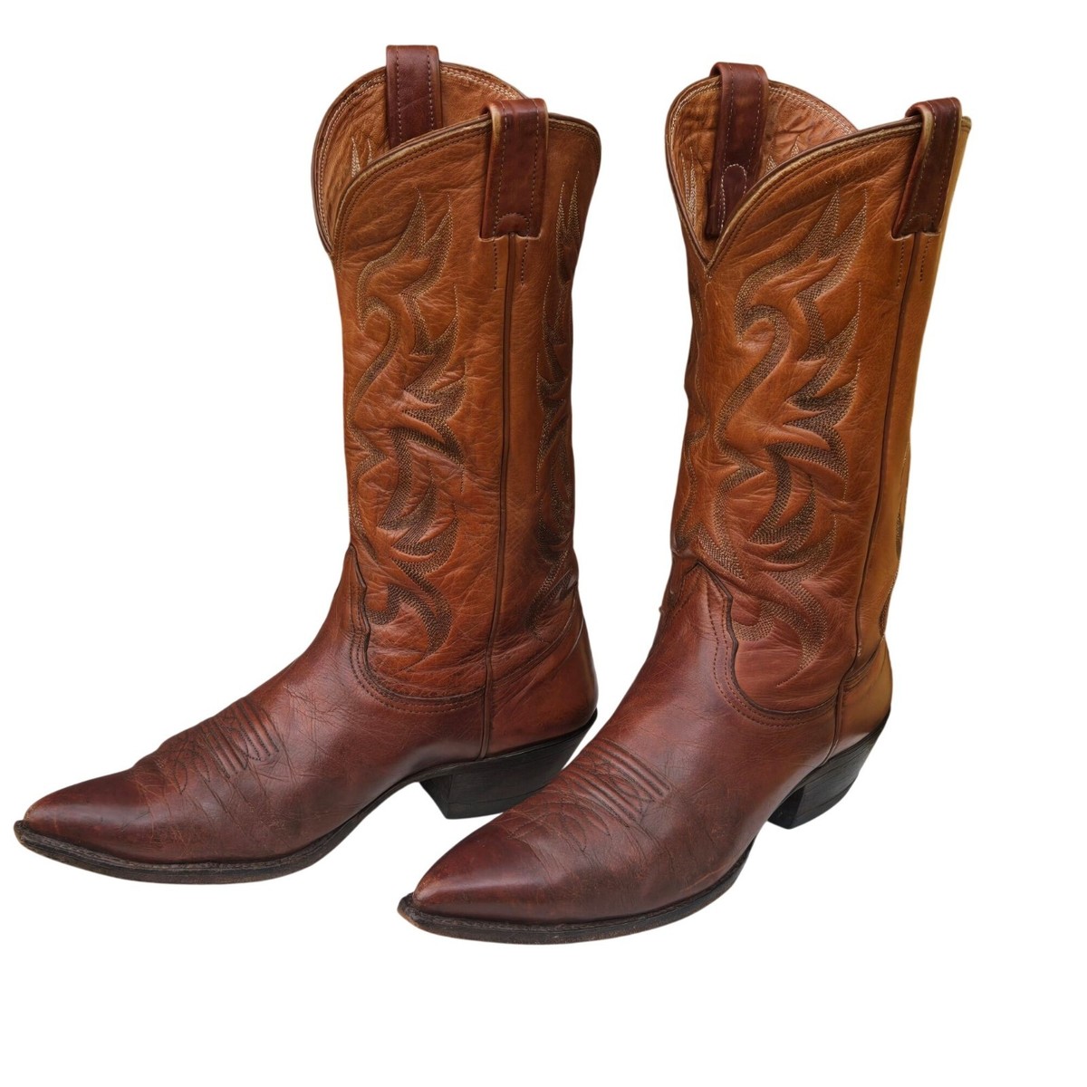 Vintage Nocona Cowboy Boots Brown Leather Mens 9.5 C Narrow 