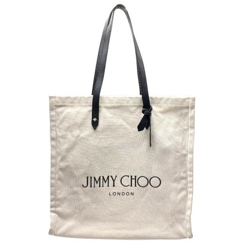 JIMMY CHOO JI1630AU001264 LOGO TOTE Logo Tote Bag Canas Leather White Black