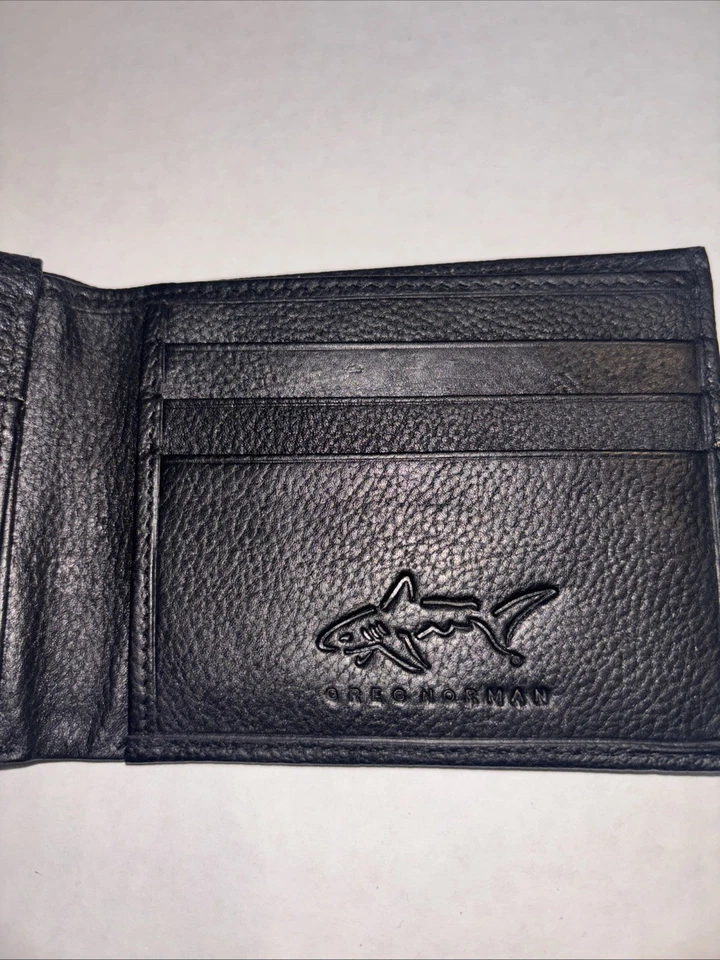 Cartera Greg Norman Cuero Guijarro NP0144/08 Negra Billetera Golf Shark Master PGA Foto 3 de 4