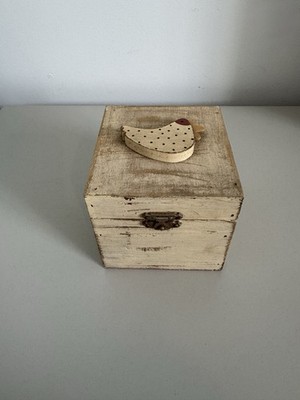 Kleine Aufbewahrungsbox Vintage Bauernmotiv Huhn Design rustikal Holz Küche