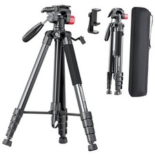 74"-Camera-Tripod, Porfessional Aluminum Heavy Duty Tripod Stand 74 inch Black