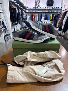 Men\'s Size 12.5 Gucci Screener GG Web Blue SPB-JB 366631 Gucci Screener | eBay main image 3