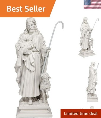 Hand-Cast Jesus the Good Shepherd Statue – Large 12