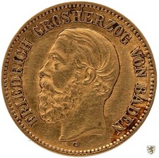 BADEN 5 Mark 1877 G Friedrich I. sehr sch&ouml;n