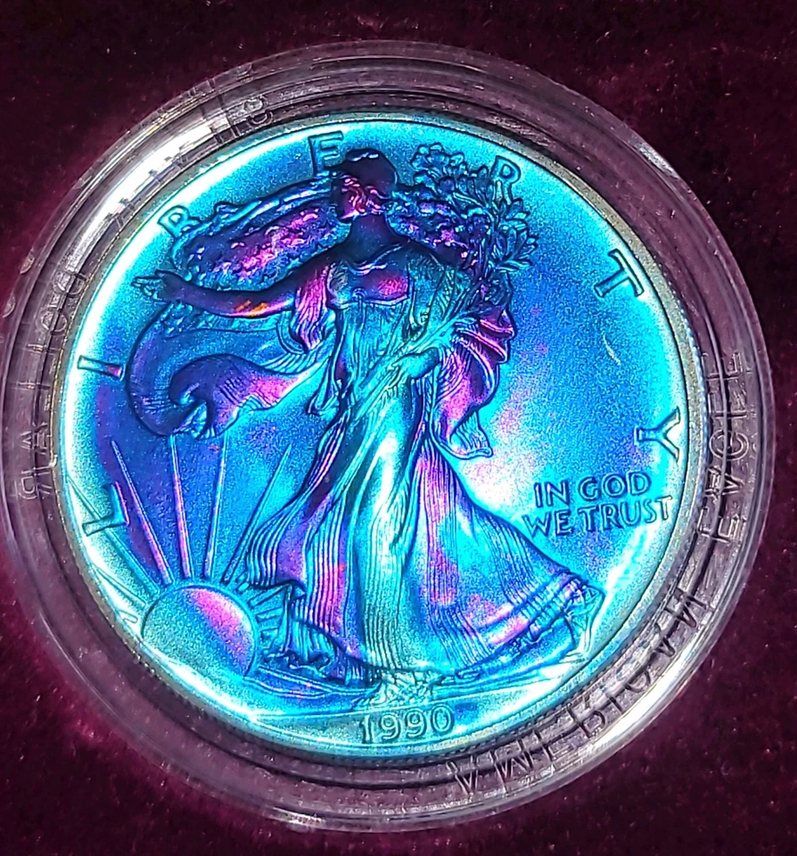 Dólar American Silver Eagle 1990-S prueba tono caja de $1 y certificado de autenticidad como nuevo lingotes OGP Foto 4 de 4