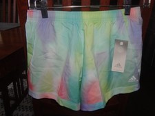 NEW Adidas Girls SZ XL 16 Sports Shorts Elastic Drawstring Waist Mint Rush