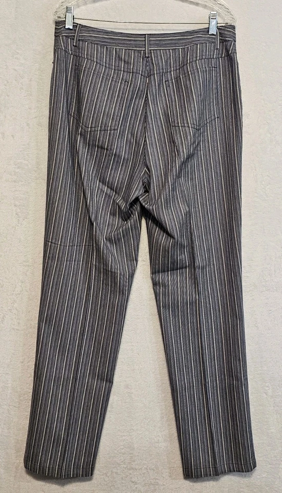 Pantalones de fin de semana Peck & Peck azules grises blancos a rayas 5 bolsillos informales talla 12 Foto 3 de 4