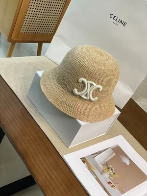 CELINE Triomphe Rafi grass fishing hat