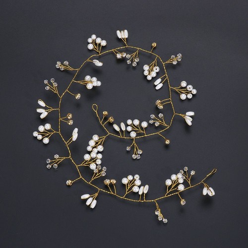 Jewelry Pearl Crystal Diamante Headband Bride Accessories Wedding Hair Vine - Picture 5 of 14
