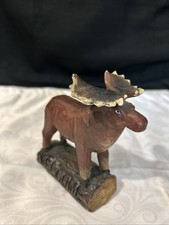 Hand Wooden Moose With Welcome On Bottom Of Base. Cabin Style Decor..