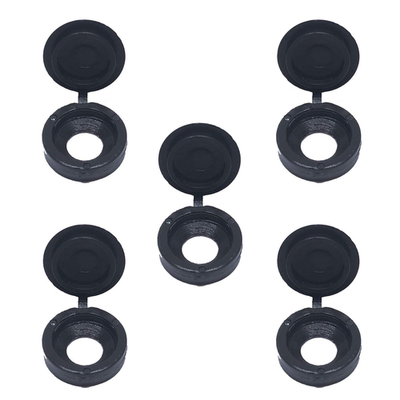 #ad 50 pcs Plastic Hinged Screw Cover Caps Washer Flip Tops Black $7.26