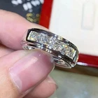 3ct Lab Created Diamond Men's Wedding Round Cut Band Ring 14K White Gold Plated