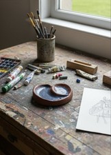 Handgeformte Herzschale aus lufttrocknendem Ton mit zweigeteilter Form.