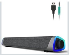 Powerful R30 Plus USB Sound Bar with Touch Control & LED Lights for Laptops