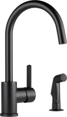 Precept Single-Handle Kitchen Sink Faucet with Side Sprayer, Matte Black P199152