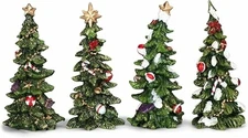 Transpac Imports Resin Holiday Tree Set of 4 Figurine, Green