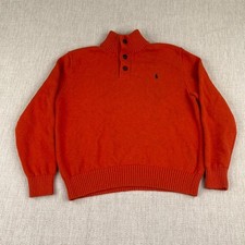 Polo Ralph Lauren Mock Neck Sweater Orange Normcore READ 22.5" x 22.5" Preppy