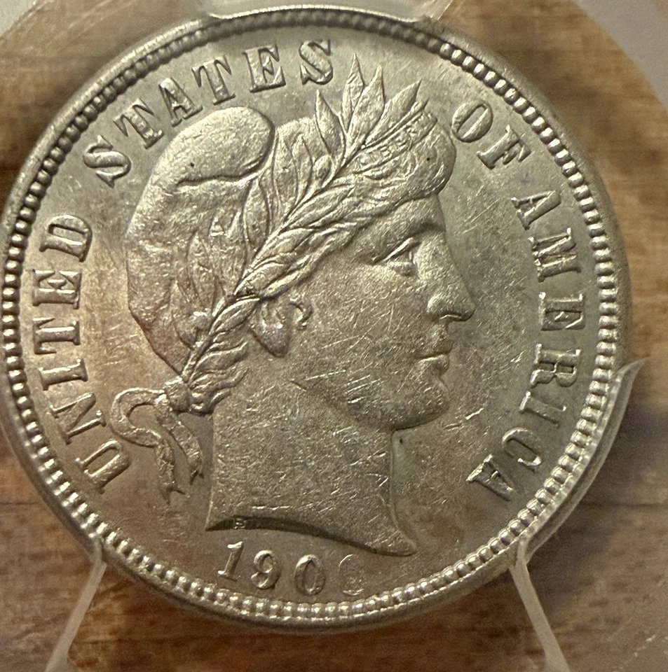 1906 Barber Dime PCGS AU55 – Mint Error Struck Through Grease - Image 2 of 4