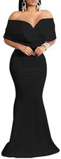 Black Cocktail Dresses for Women Sexy Bodycon Off Shoulder Long Cocktail Prom...