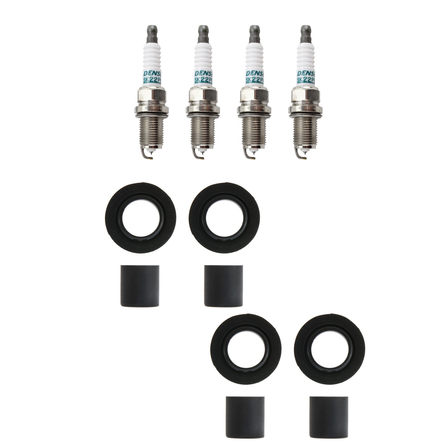 Denso 4 Iridium Alloy Plugs  NGK Ignition Coil Boots Kit for Civic RSX S2000 L4