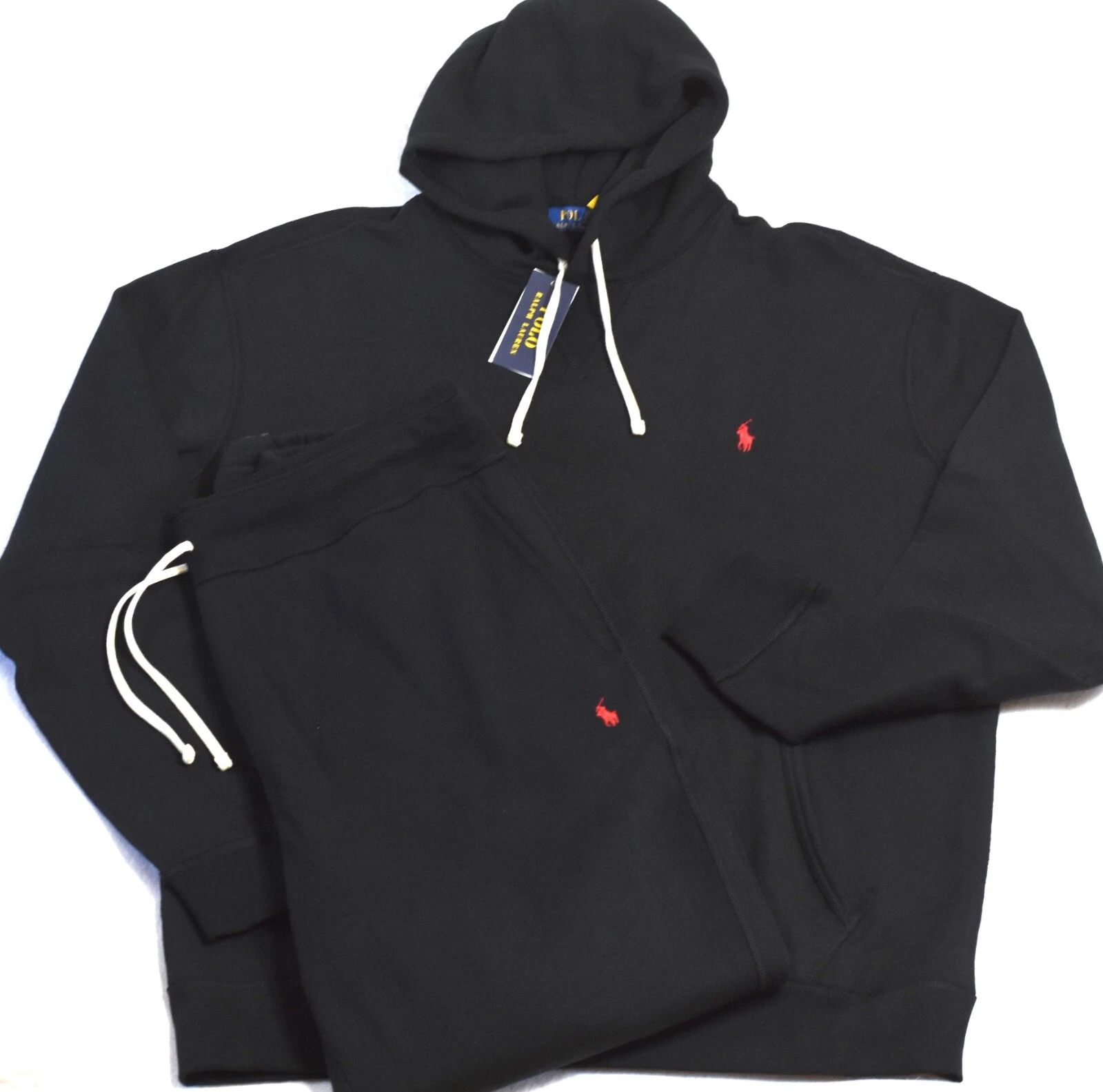 Polo Ralph Lauren Fleece Sweatsuit Jogger Hoodie Set Black 3XLT 3X Tall NWT