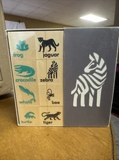 Brand New 64 Uncle Goose Animal Wood Chips Flash card Game Homeschool Learning