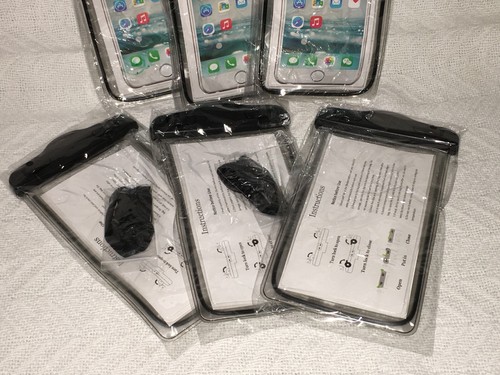 LOT OF SIX Under Waterproof Proof Dry Pouch Bag Protector Holder For Cell Phone - Photo 3 sur 9