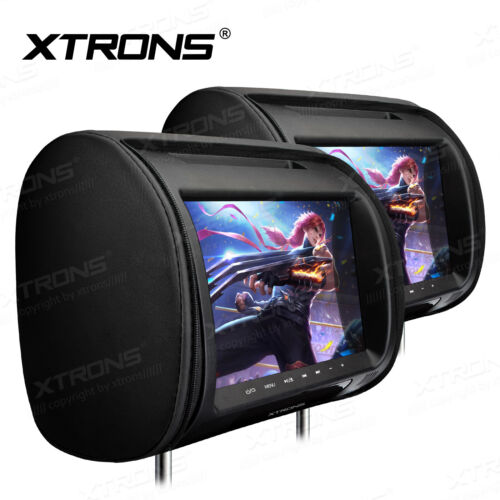 2PCS 9" Screen Car Headrest Pillow Digital DVD Player Monitor USB SD HDMI Gaming - Picture 1 of 12