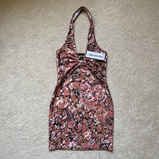BNWT Urban Outfitters UO Halter Ring Bodycon Mini Dress Pink Black Brown Size XS