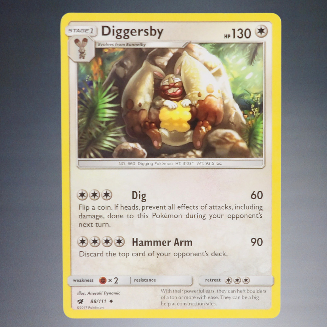 2017 POKEMON DIGGERSBY #88/111 SUN+MOON CRIMSON INVASION UNCOMMON STAGE 1 TC