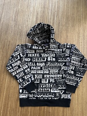 Selten Supreme F/W 2017 Hysteric Glamour Text Hooded Sweatshirt (Black) Größe M
