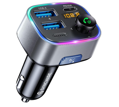 Syncwire Bluetooth 5.3 FM Transmitter Car Adapter 48W (PD 36W/12W) Radio Adapter