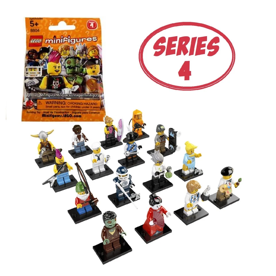 Minifiguras colecionáveis LEGO SERIES 4 8804 - Conjunto completo de 16