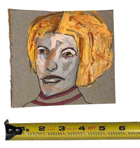 Original Outsider Art Primitive Woman Portrait PainPting Expressive Playful Art - Picture 2 of 13
