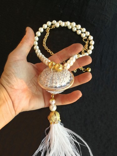 pearl jewelry necklace pendant amulet luxury jewels jellyfish beaded ostrich bib - Picture 5 of 24