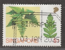 1990 SINGAPORE $1 Native Fern Davallia denticulata Used
