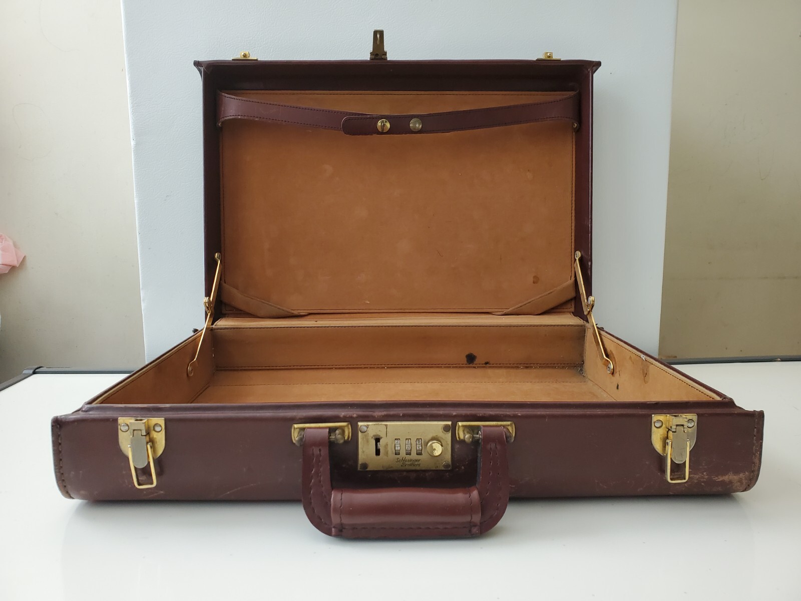 Schlesinger Brown Leather Hard Coded Briefcase | … - image 1