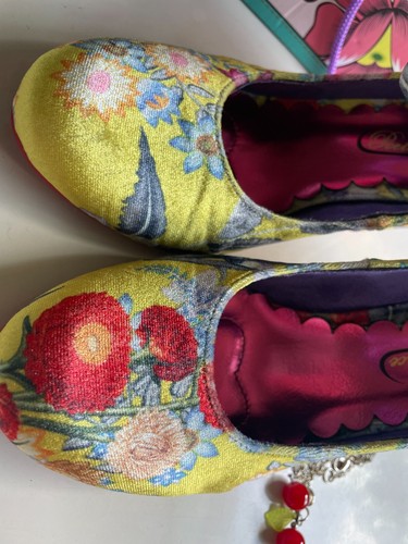 Scarpa nuova con scatola licenza poetica giallo rosso blu floreale velluto taglia 5 2016 - Foto 14 di 18
