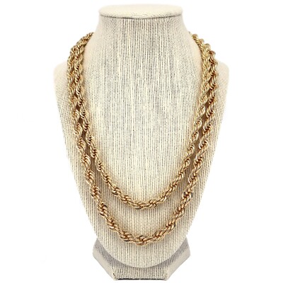 Men's Rope Chain Necklace 8mm 9mm 14k Gold Plated 20