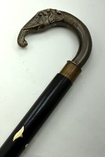 Brass Antique Elephant Head Handle Knob Walking Stick Designer Wooden Cane Black