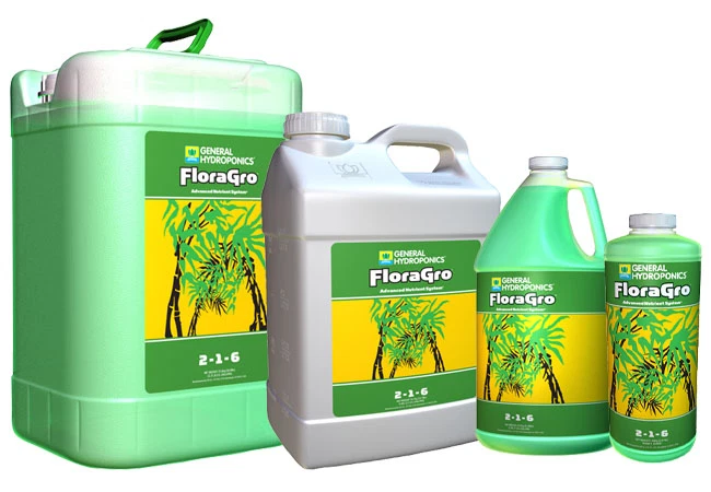 General Hydroponics FloraGro 1 QT, 1 Gal, 2.5 Gallon, 6 Gal flora gro series GH